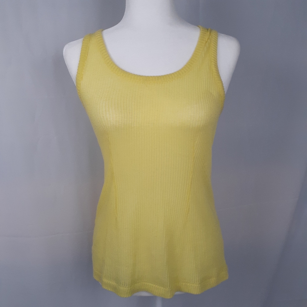 Rag & Bone Knit Lemon Yellow Ribbed Tank Top Sz M